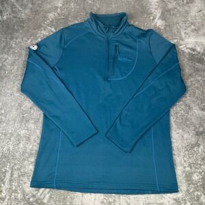 Jack Wolfskin Men XL Quarter Zip Grid Fleece Pullover Teal Blue Cherry Hill Club